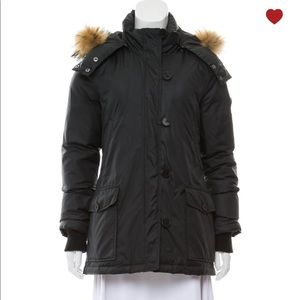 Theory winter parka in black w detachable fur hood
